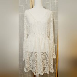 Torrid White Lace Long Sleeve Swimsuit Cover-Up - Size 0